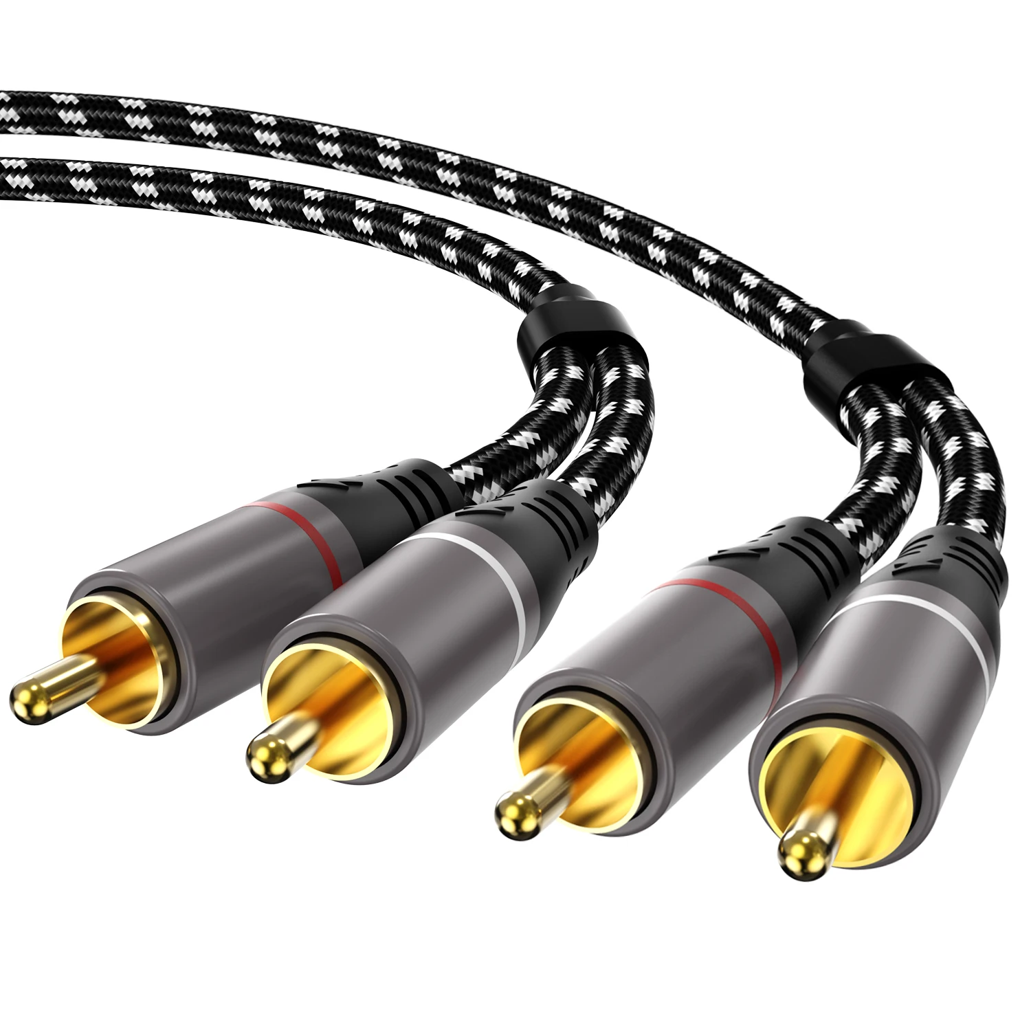 Cabo rca estéreo de alta fidelidade 2rca para rca cabo de áudio macho para macho cabos aux para home theater hdtv dvd caixa de alto-falante amplificador de potência