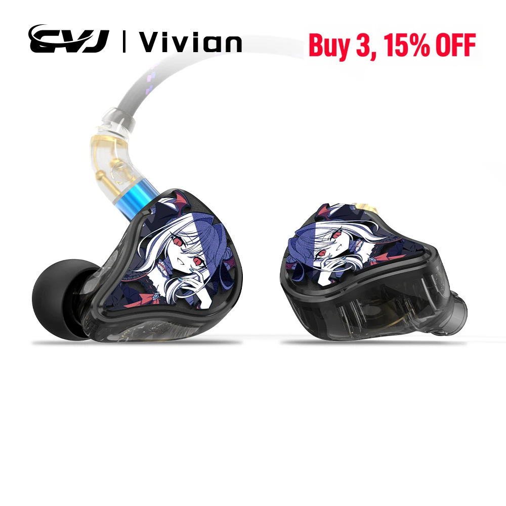 Fones de Ouvido Intra-auriculares CVJ Vivian com Driver Dinâmico de 10mm, Fones com Fio de Qualidade HiFi, Plugue de 3.5mm, Cabo Destacável de 0.78MM com Microfone