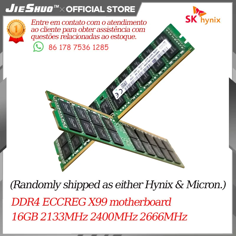 Memória RAM SK Hynix DDR4 16GB 2133P 2400T 1Rx4 2RX4 PC4 2133MHz 2400MHz ECC REG RDIMM X99 32GB para Servidor