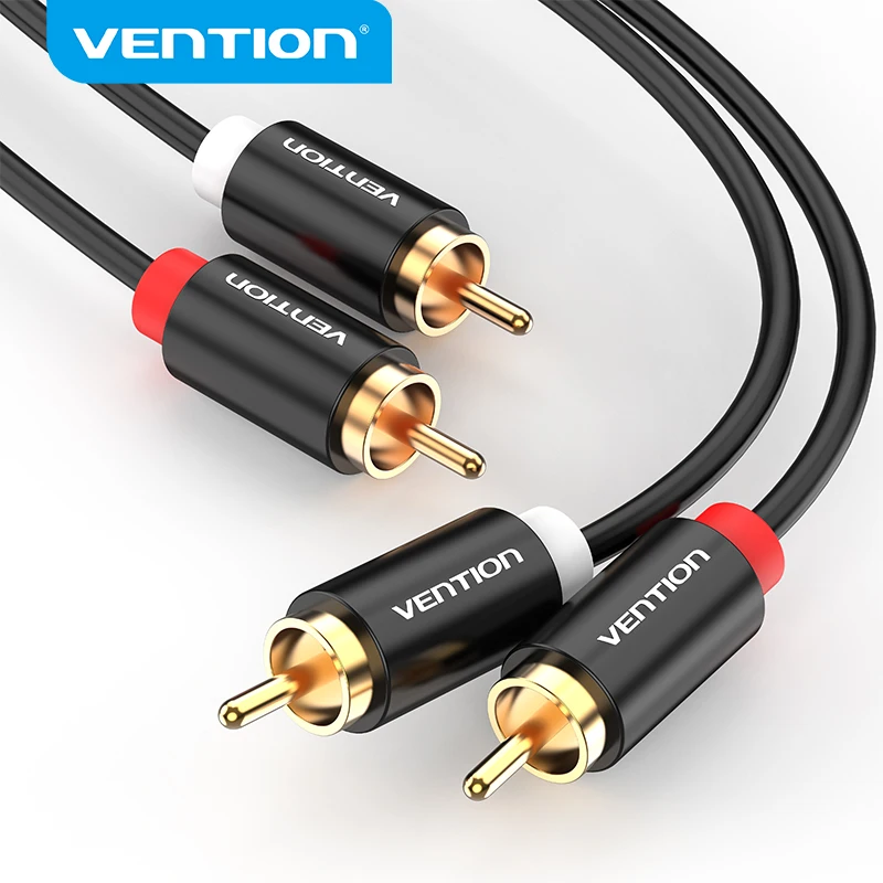 Vention 2 rca para 2 rca cabo de áudio macho para macho para home theater dvd amplificador tv 1m 2m 3m 5m cabo rca banhado a ouro cabo