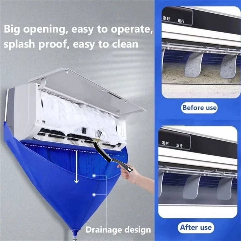 Capa de Limpeza Reforçada de 100cm para Ar Condicionado, Bolsa de Limpeza em PVC com Tubo de Água, Ferramentas para Ar Condicionado Split Suspenso de 1-1.5P para Uso Doméstico