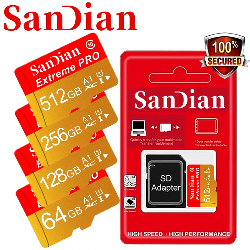 Cartões SD Elite 64GB 128GB 32GB, Cartões TF, Cartão de Memória Micro TF SD V60 para Câmera Corporal/PC/Desktop/Smart TV/Console de Jogos
