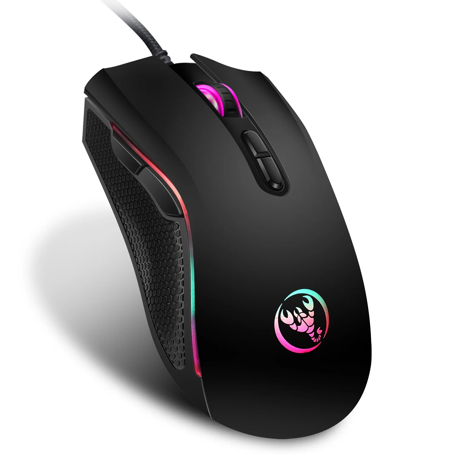 Mouse óptico profissional para jogos de última geração com 7 cores brilhantes LED retroiluminado e design ergonômico 3200 DPI para jogadores LOL CS