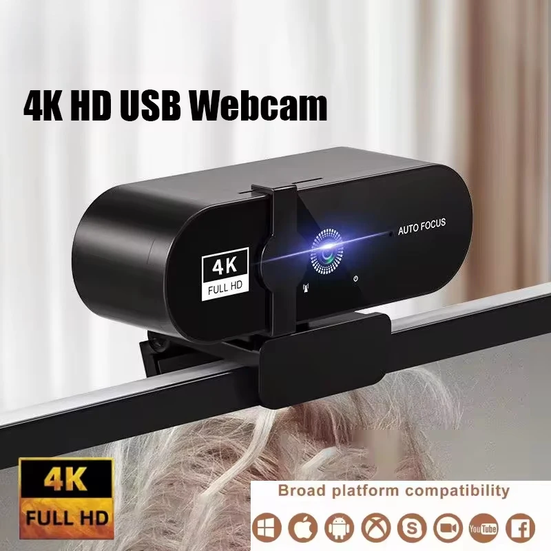 NOVA Webcam 1080P Mini Câmera 2K Full HD com Microfone 30fps USB para Foco Automático em PC e Laptop para Gravação de Vídeo