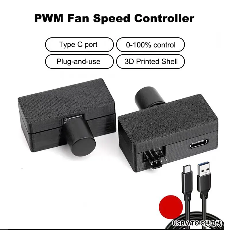 Angitu controlador de velocidade do ventilador 4pin pwm regulador usb para TYPE-C fonte alimentação diy refrigerador aquarela alta potência