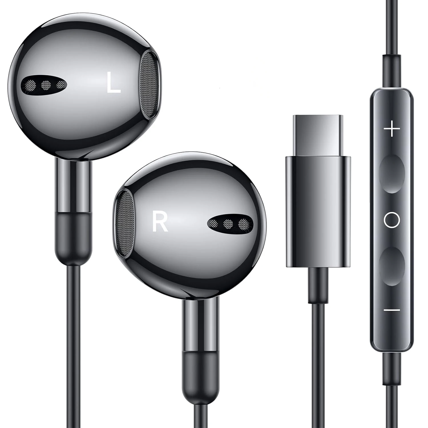 Usb tipo c 3.5mm fones de ouvido com fio com microfone controle volume com fio fones baixo no ouvido esporte