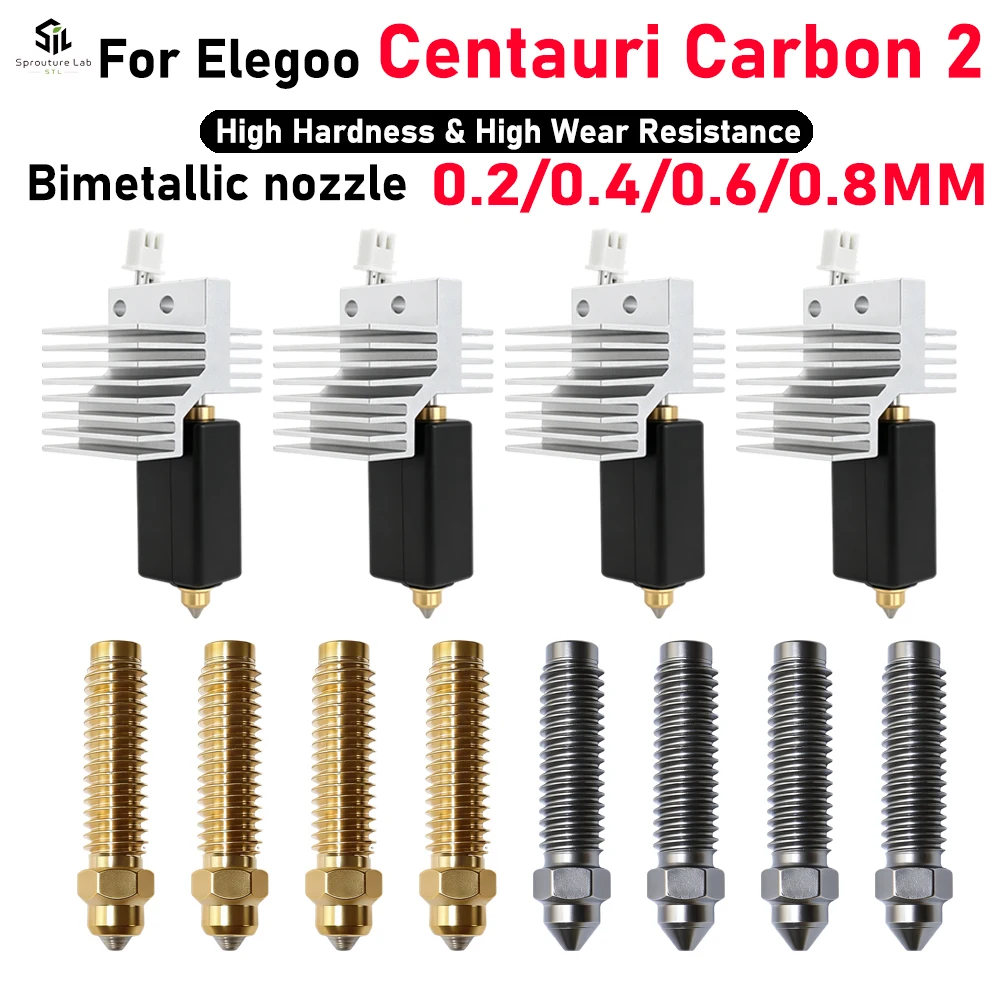 Kit Hotend Montado Elegoo CC 2 Hotend 0.2/0.4/0.6/0.8mm para Elegoo Centauri Carbon 2 Hotend / Bico Centauri Kit Hotend Montado Elegoo CC 2 Hotend 0.2/0.4/0.6/0.8mm para Elegoo Centauri Carbon 2 Hotend / Bico Centauri
