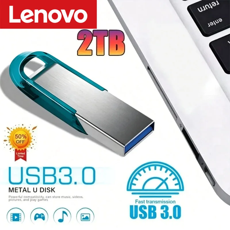 Lenovo, pen drives USB 3.2 de 2 TB, com revestimento metálico, velocidade super elevada, 512 GB, 286 GB, pen drives portáteis, dispositivo USB para carro e computador.