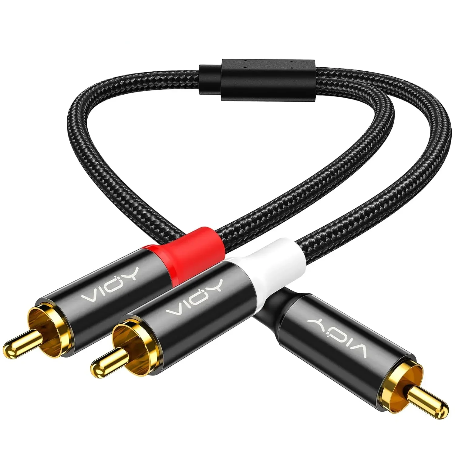 Cabo subwoofer rca y-adaptador, blindagem dupla, 1rca macho para 2rca macho, cabo de áudio estéreo para subwoofer, dvd, tv, amplificador, home theater
