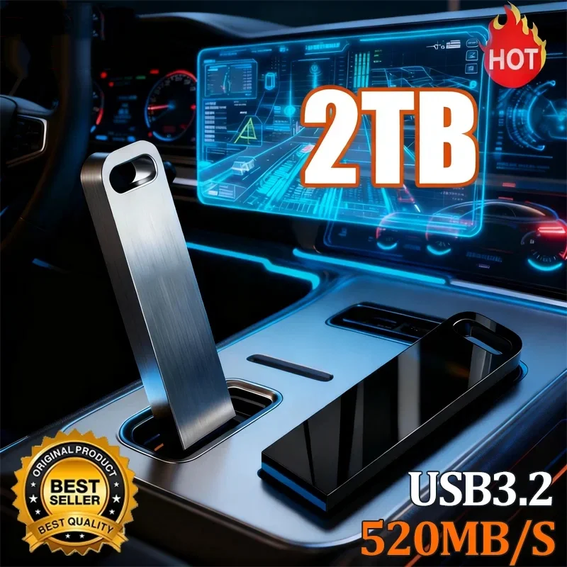 Novo Adaptador USB de Metal, Pen Drive USB 3.2 128GB 256GB 512GB, Mini Pen Drive de Metal de Alta Velocidade 1TB 2TB