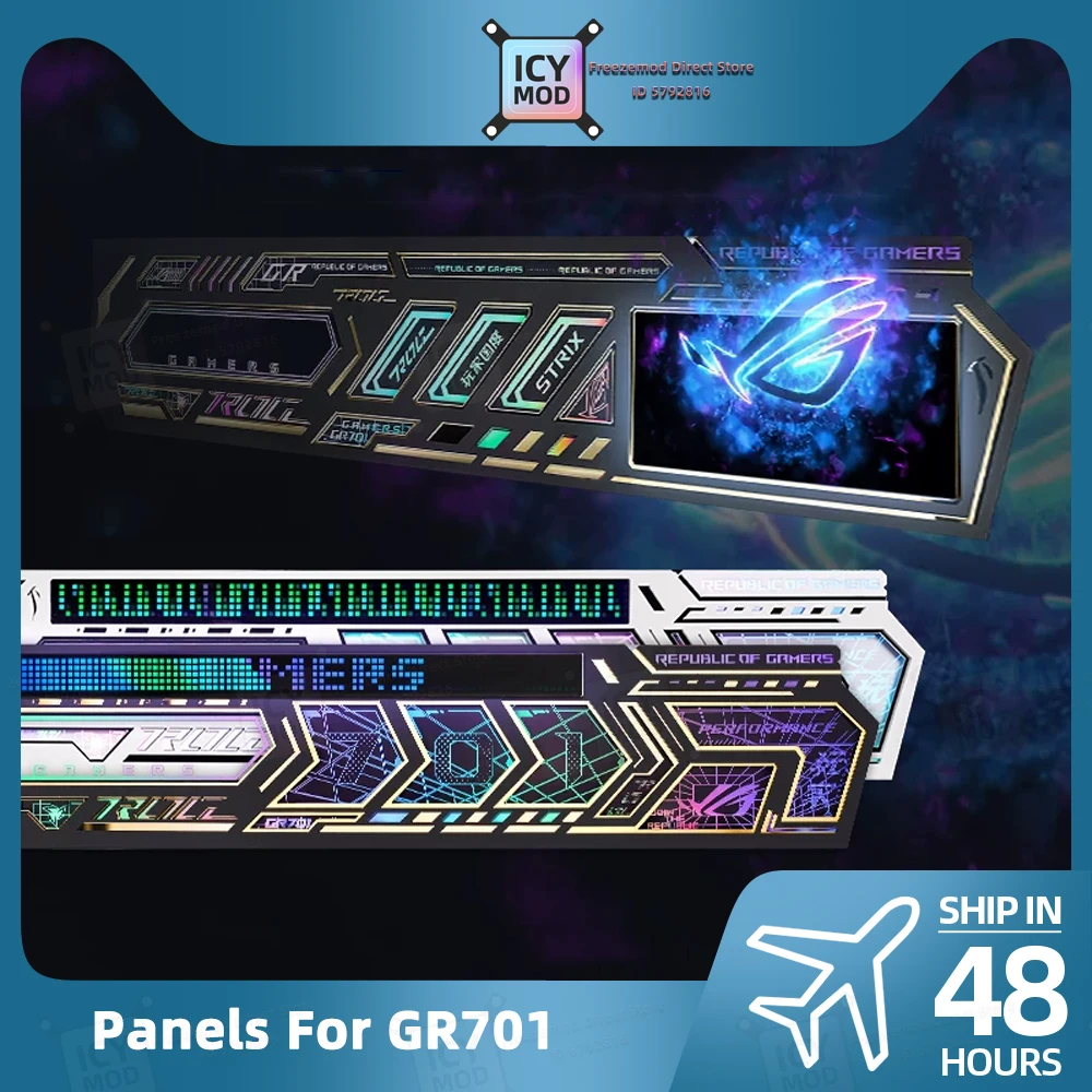 4 Peças Painel de Gabinete ASUS ROG GR701 com Monitor de Dados, Chassi para Modificação Gamer, 5V3PIN ARGB, Tampa de PC DIY, Gabinete MOD, Ímã, Recondicionamento ATX