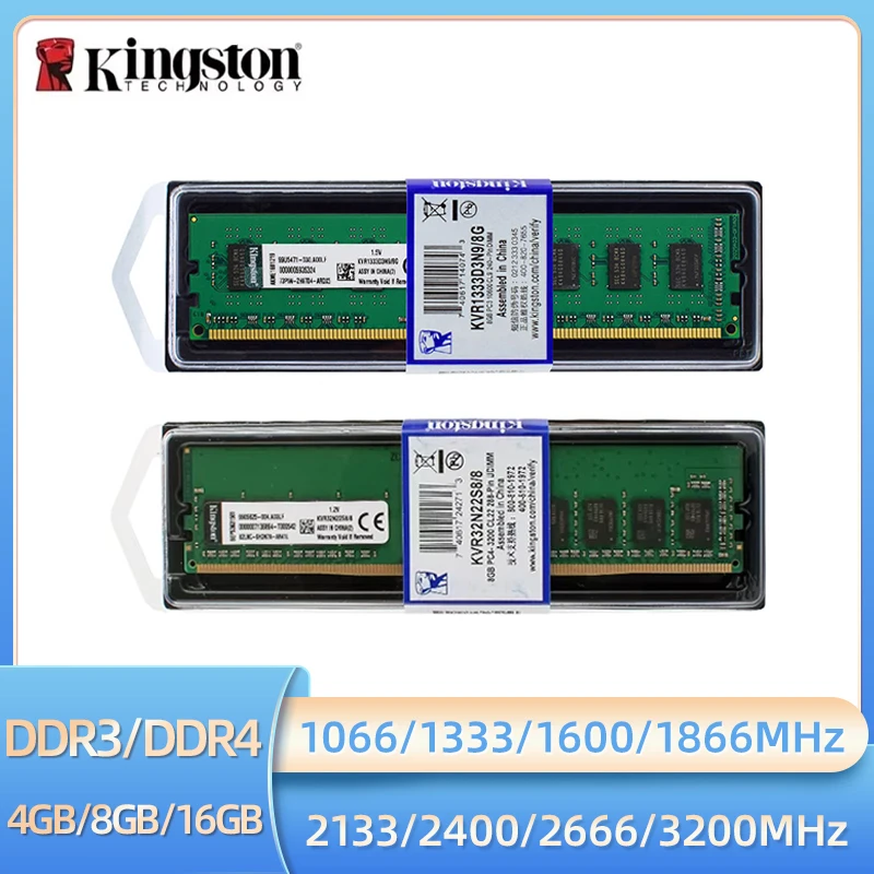 Kingston memoria ram ddr3 4gb 8gb 1066 1333 1600 1866mhz ddr4 16gb 2133 2400 2666 3200mhz memória de desktop não-ecc dimm memória ram