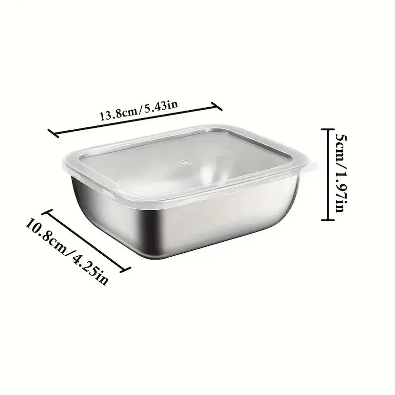 5PCS Recipientes de Armazenamento de Alimentos em Aço Inoxidável, Caixas de Almoço Empilháveis para Preparação de Refeições, para Cozinha, Geladeira, Viagem, Solução de Armazenamento para Cozinha