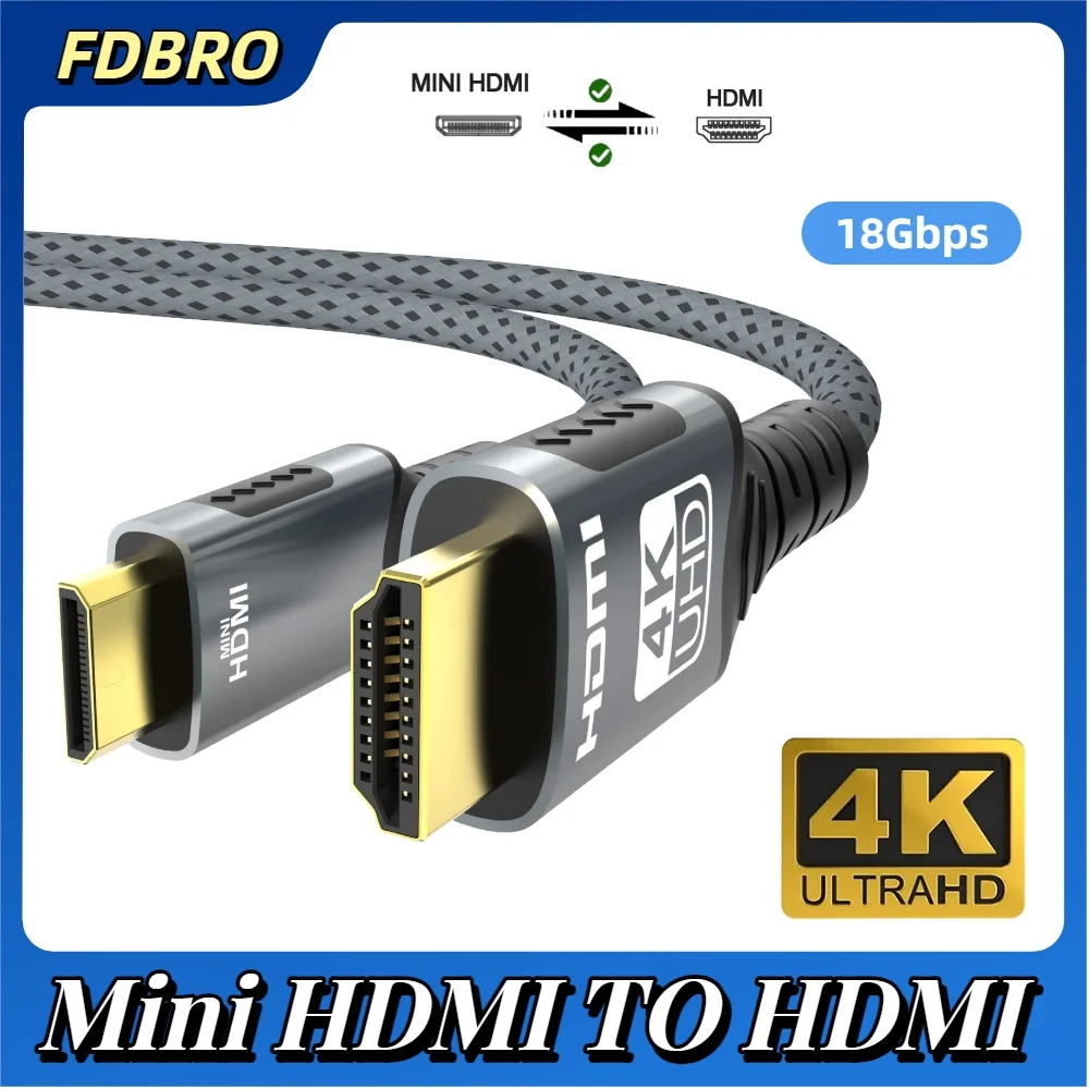 4k mini cabo hdmi para hdmi hd 4k @ 60hz 2k @ 120hz cabo trançado de alta velocidade compatível com hdmi bidirecional 2.0cord para tablet hdtv