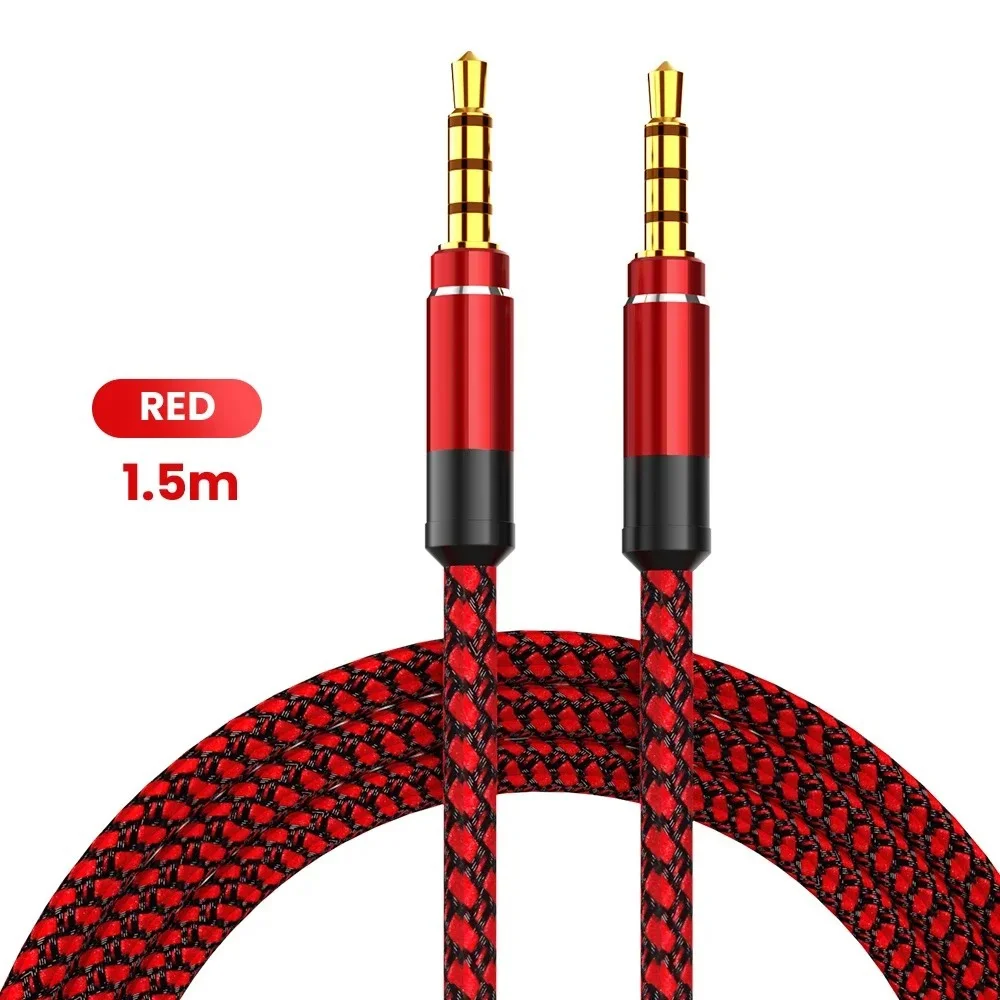 1.5m 3.5mm jack macho para macho extensão aux linha cabo de áudio para iphone samsung xiaomi carro fone de ouvido áudio jack fio trançado