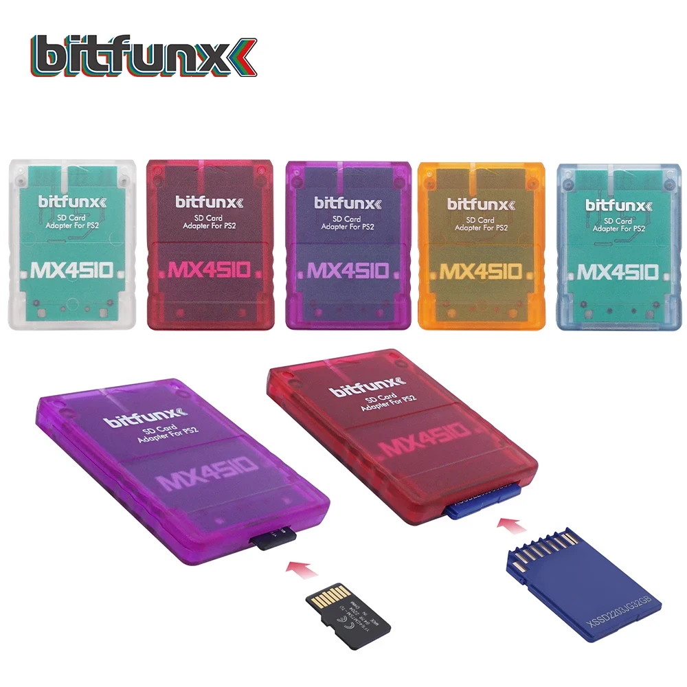 BitFunx MX4SIO SIO2SD Adaptador de cartão TF/SD Programa de cartão de jogo para consoles de jogos PS2 Consoles de vídeo