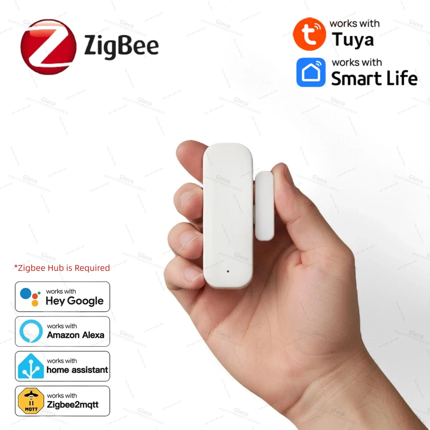 Tuya zigbee porta janela sensor detector de alarme contra roubo contato magnético abrir perto alexa google vida inteligente segurança em casa inteligente