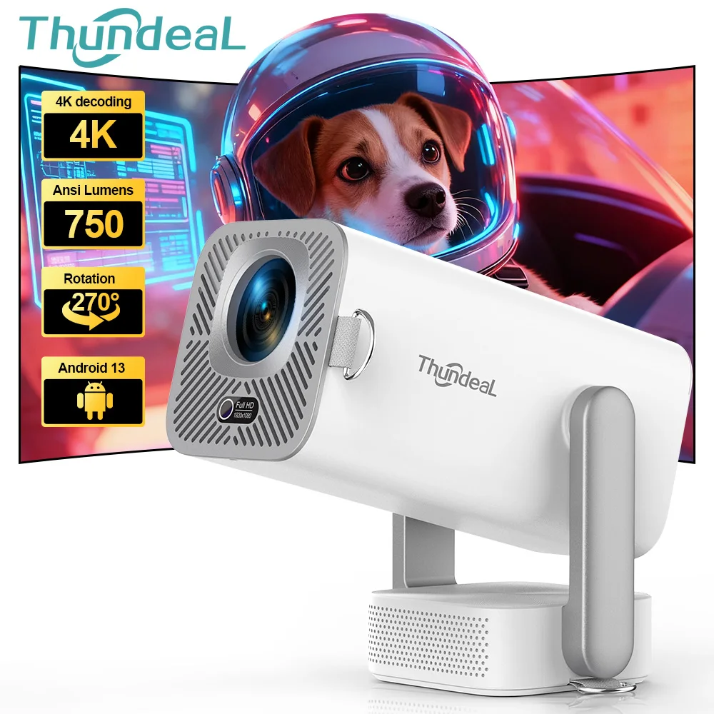 Projetor Android 4K ThundeaL TD80Pro 750Ansi Mini Projetor Full HD 1080P para Cinema em Casa Projetor TD80 Pro para Filmes