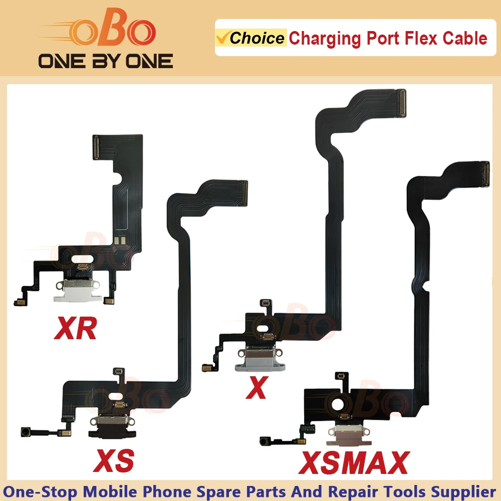 Cabo flexível de porta de carregamento para iPhone X XS Max XR Preto Branco Ouro Conector doca de carregador USB com peças de reparo de microfone (1 unidade)