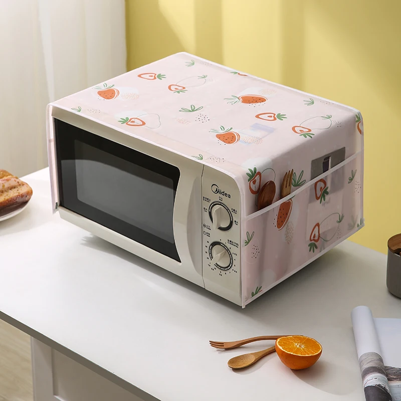 Forno de microondas capa poeira eletrodomésticos pano poeira com saco armazenamento lateral superfície lisa à prova dwaterproof água resistência ao desgaste cobre