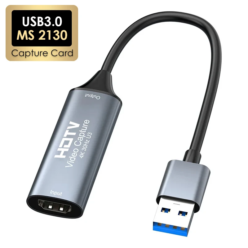 Placa de captura de vídeo USB3.0/2.0 MS2130 4K HDTV 1080 @ 60Hz Grabber de jogo para Switch Xbox PS4/5 Transmissão ao vivo