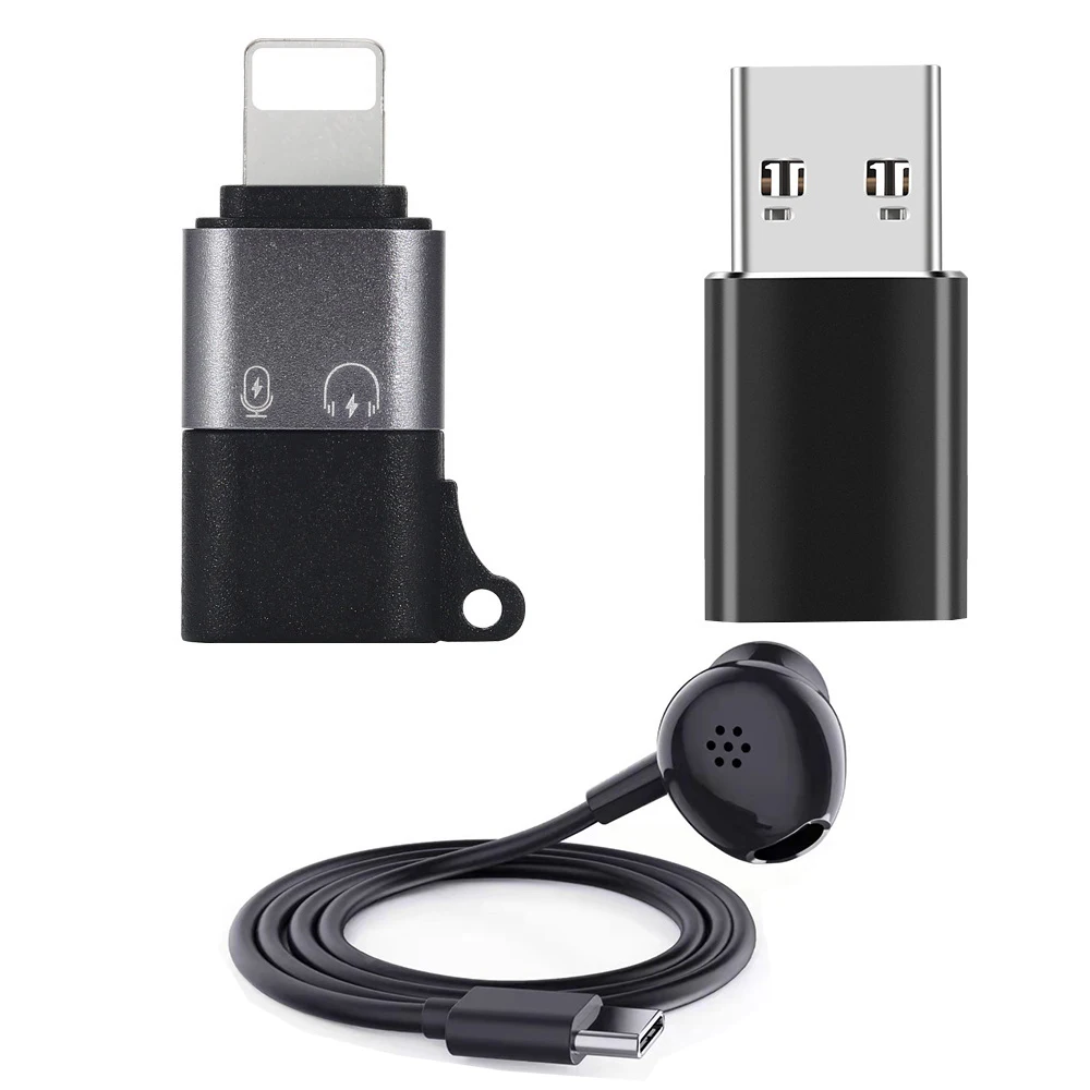 Adaptador Tipo C para USB OTG, Cabo de Dados para Carregamento Rápido, Conversor de Transferência de Dados, Adaptador para Monitor e Fone de Ouvido para Microfone Lavalier