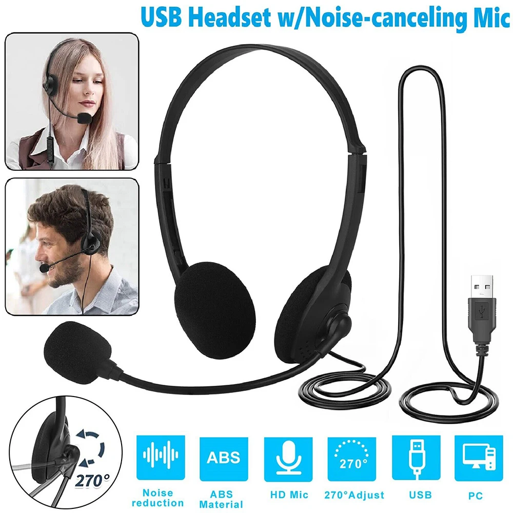 Centro de atendimento voz clara escritório escola pc jogos com microfone usb com fio computador fone controle volume redução ruído