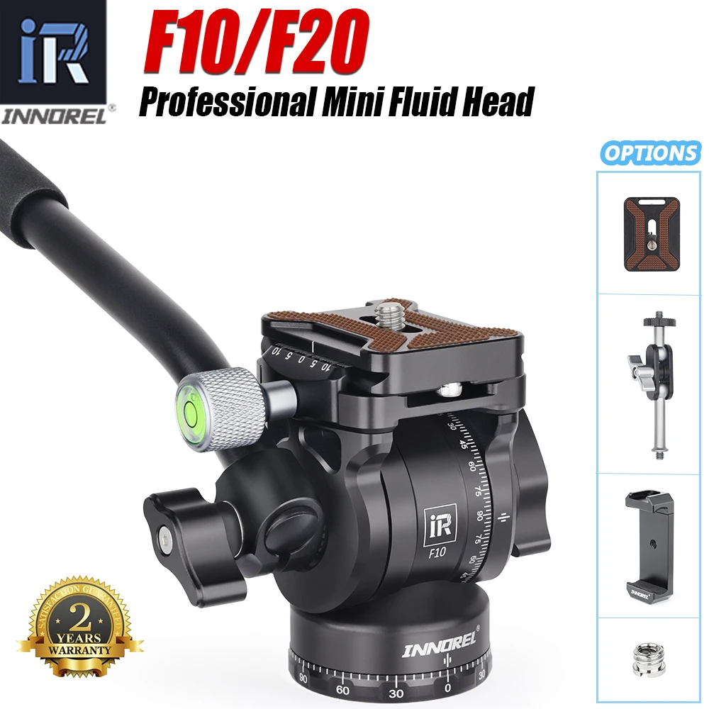 Innorel f10/f20 mini tripé cabeça fluida cabeça de inclinação, cabeça de tripé de vídeo de câmera de metal com placas arca suíça q.r para câmera de vídeo dslr Innorel f10/f20 mini tripé cabeça fluida cabeça de inclinação, cabeça de tripé de vídeo de câmera de metal com placas arca suíça q.r para câmera de vídeo dslr