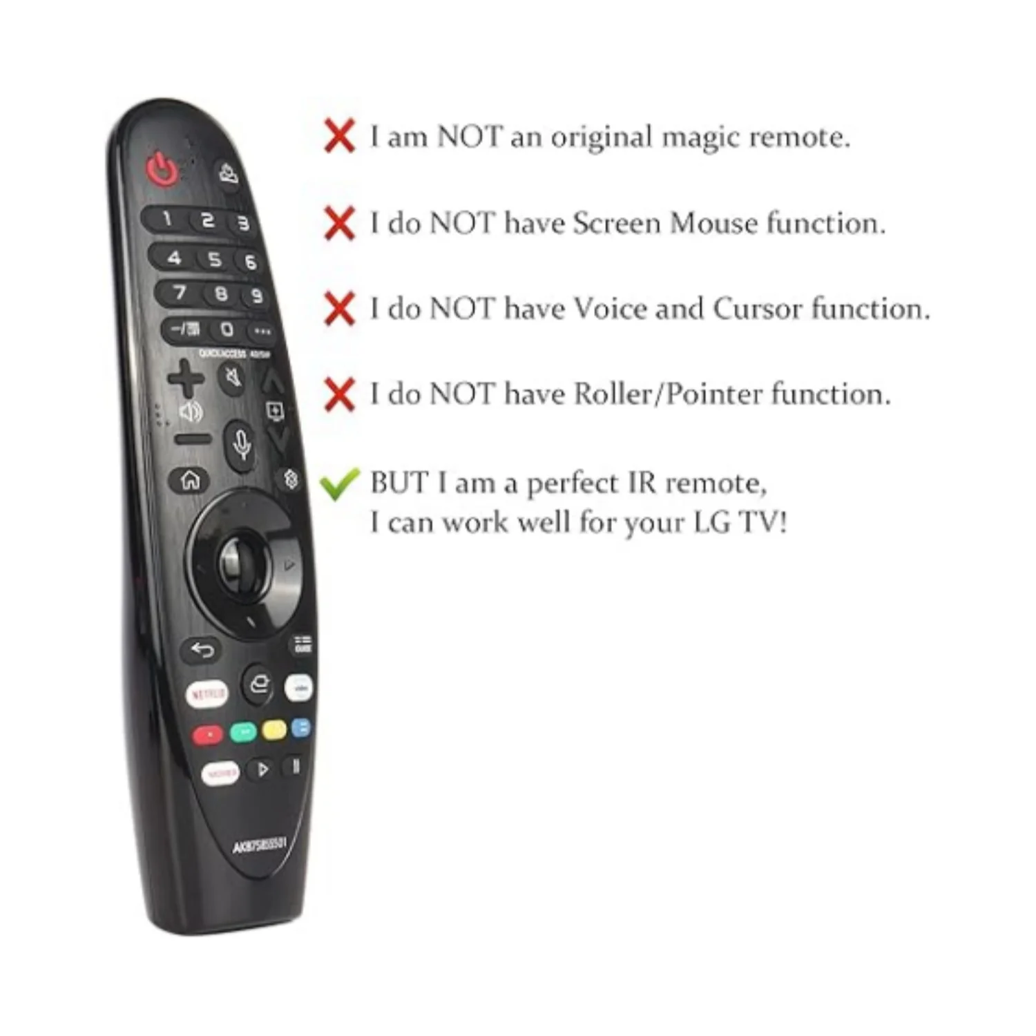 (Sem voz, sem função de mouse) IR AKB75855501 MR20GA Substituído Remoto para 2020 LG Smart TV OLED, Nano Cell e modelos 4K UHD