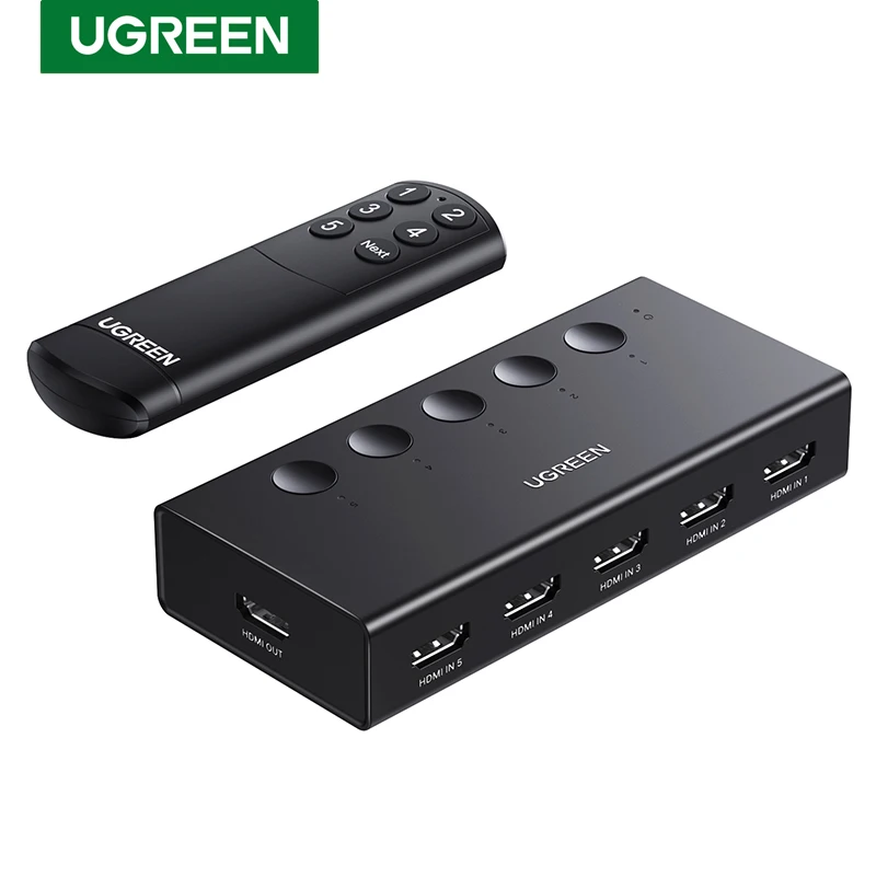 UGREEN Switch HDMI 5 em 1 4K 60Hz com Controle Remoto, Seletor HDMI 5 Portas, Suporta HDR, 3D, CEC, HDCP 2.2, Ideal para PS5, Xbox, TV, Projetor, Monitor, Jogos e Home Theater UGREEN Switch HDMI 5 em 1 4K 60Hz com Controle Remoto, Seletor HDMI 5 Portas, Suporta HDR, 3D, CEC, HDCP 2.2, Ideal para PS5, Xbox, TV, Projetor, Monitor, Jogos e Home Theater
