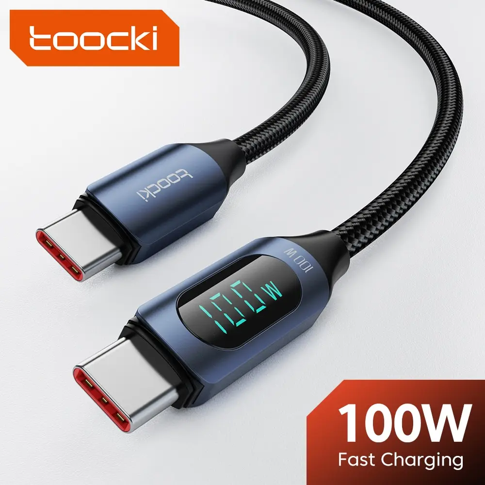 Toocki-Tipo C para USB Tipo C Cabo, 100W PD, Carregamento Rápido, Carregador, Display, Xiaomi Poco F3, Realme, Macbook, iPad Toocki-Tipo C para USB Tipo C Cabo, 100W PD, Carregamento Rápido, Carregador, Display, Xiaomi Poco F3, Realme, Macbook, iPad