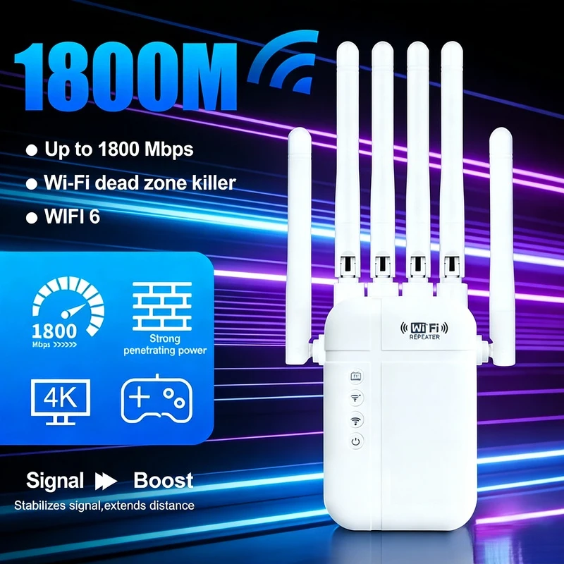Repetidor de Sinal WiFi Sem Fio, Amplificador de Sinal AP, Extensor de Sinal WiFi de Alta Velocidade com Cobertura Ampla de 10.000 Pés Quadrados