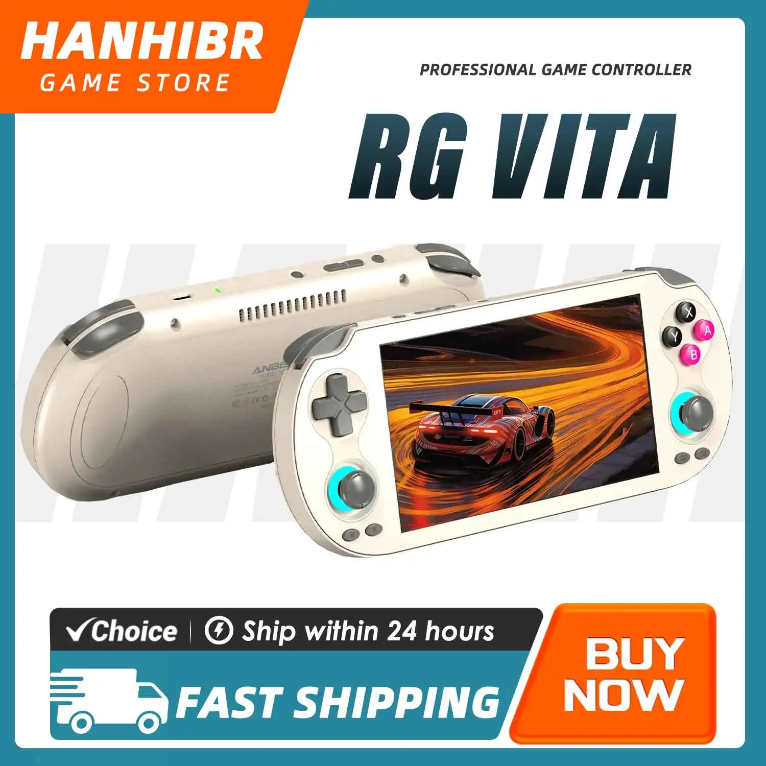 Console de Jogos Portátil ANBERNIC RG VITA Android 12 com Tela Touchscreen IPS e Bateria de 5000mAh para Streaming Online e Multi-jogador