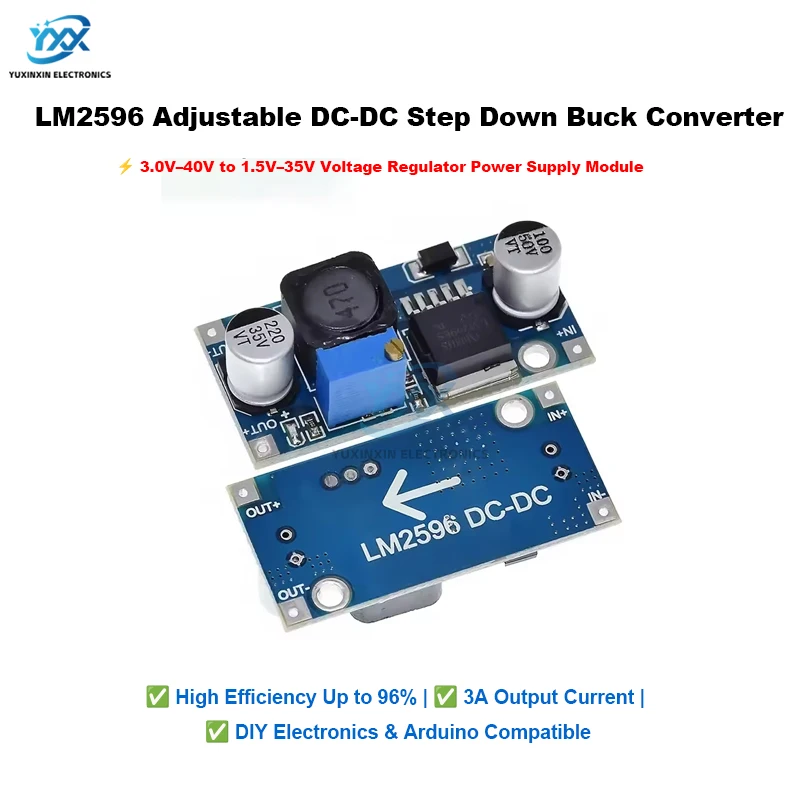 1/3/5/10 peças lm2596 ajustável dc para dc step down buck conversor módulo 3.0-40v para 1.5-35v regulador de tensão de fonte de alimentação para diy
