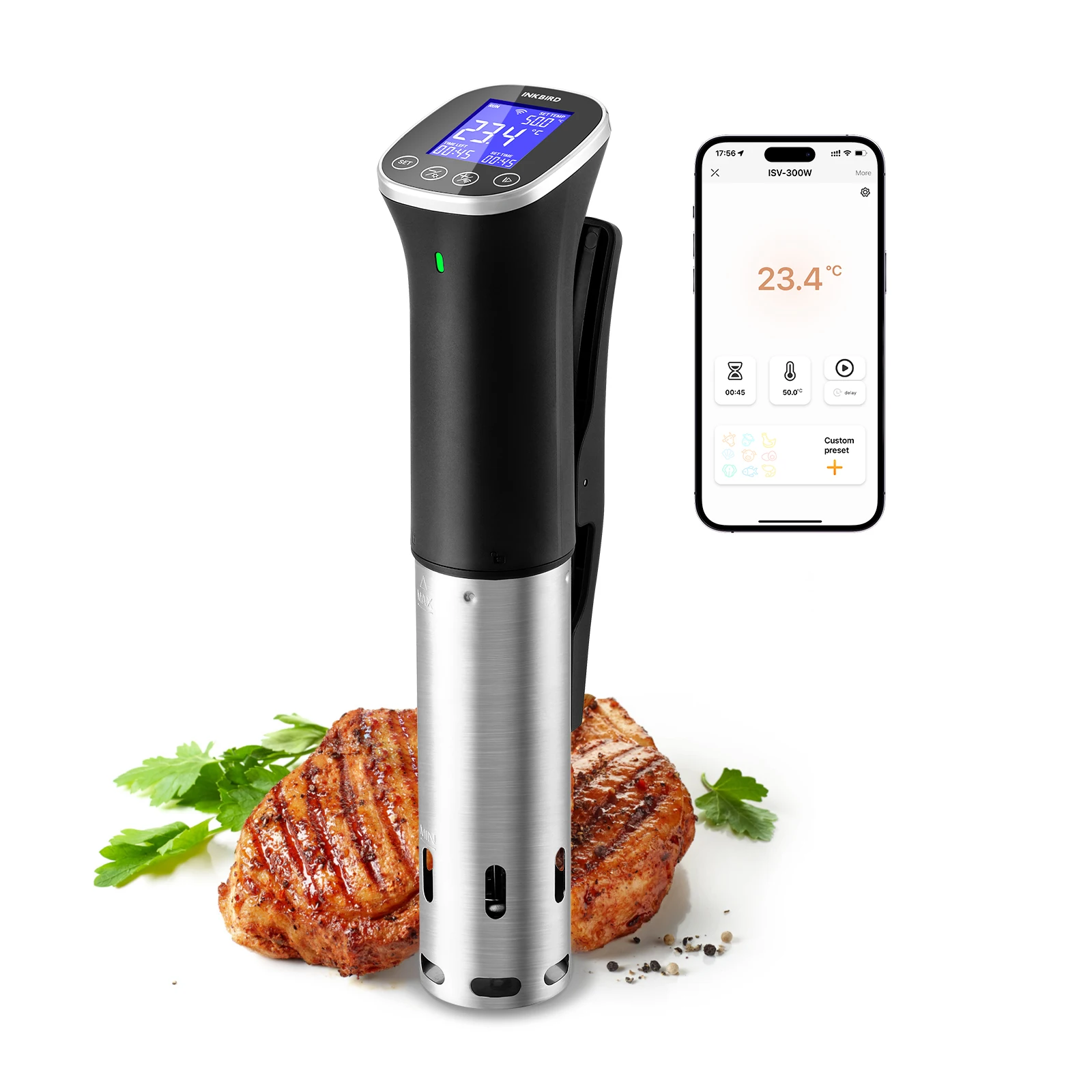 INKBIRD-Sous Vide à prova d'água com aplicativo de controle remoto, ISV-300W, 220V, IPX7, WiFi, fogão, receita alarmes
