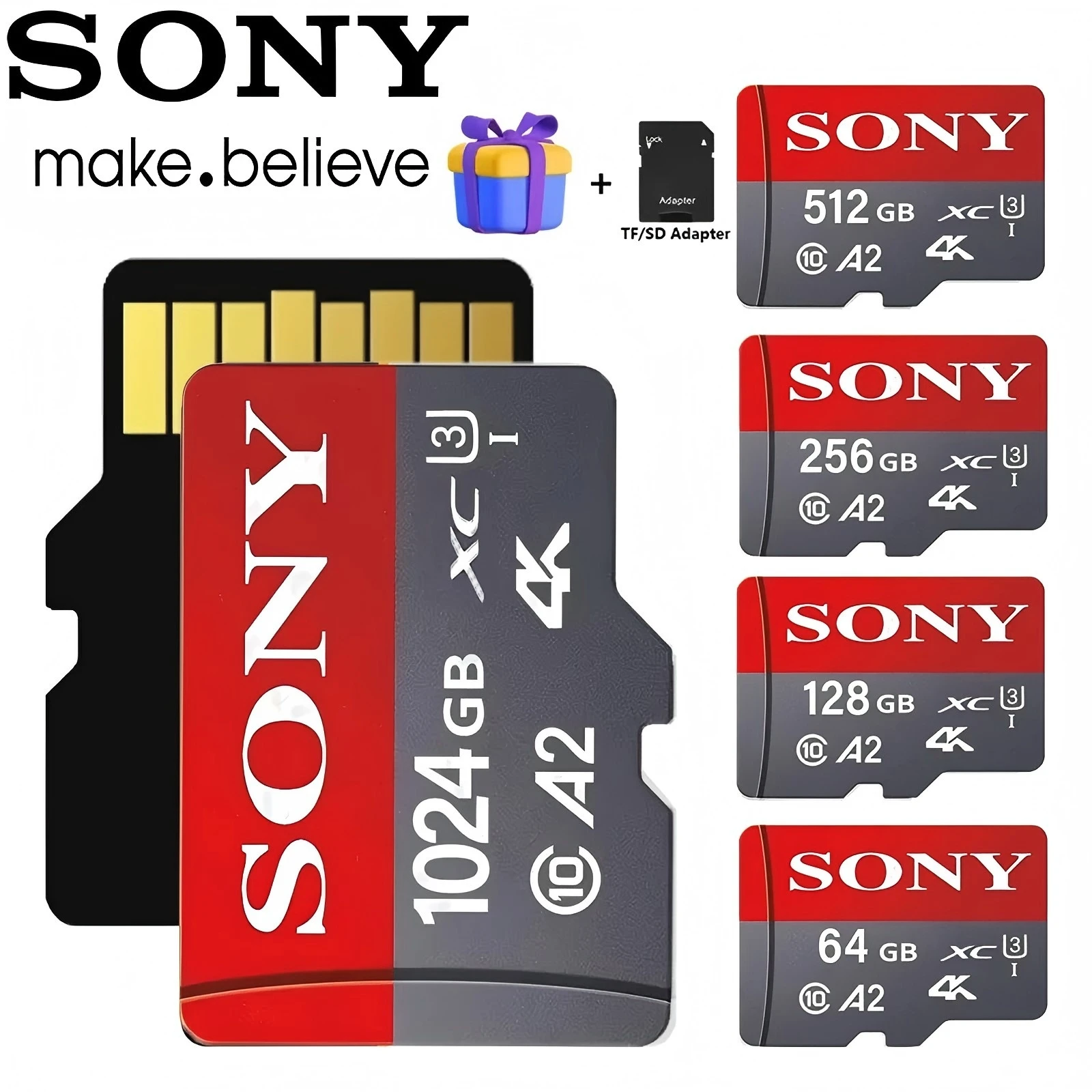 Cartão de Memória Sony 512GB 256GB 128GB 64GB TF Micro SD Classe 10 UHS-1 Cartão Flash de Memória Microsd para Smartphone PC Cartão de Memória Sony 512GB 256GB 128GB 64GB TF Micro SD Classe 10 UHS-1 Cartão Flash de Memória Microsd para Smartphone PC