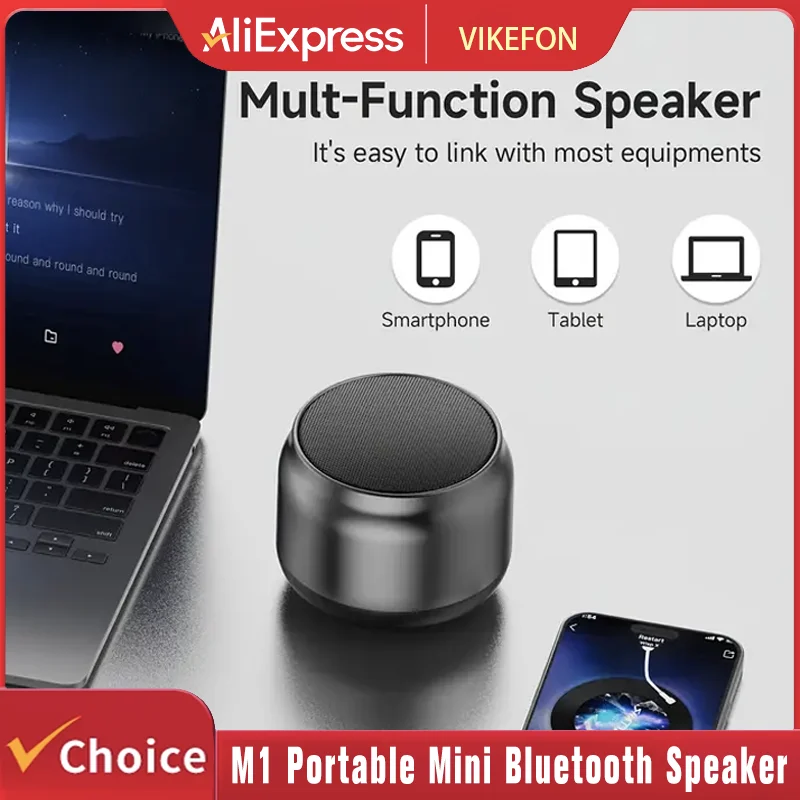 Caixa de Som Bluetooth Portátil M1, Mini USB, Subwoofer Externo, Reprodutor de Áudio com Microfone