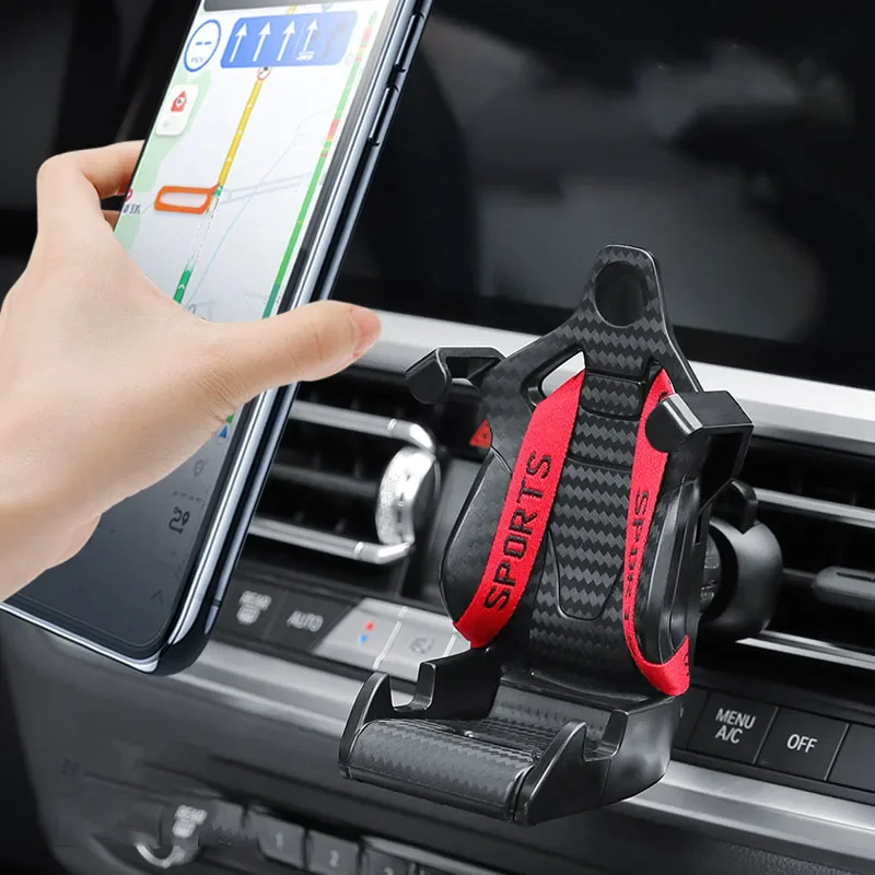Suporte de Telefone para Carro com Design de Banco de Corrida, Montagem com Ventosa para Smartphone, Celular, Suporte para Carro para iPhone, Samsung, Mi