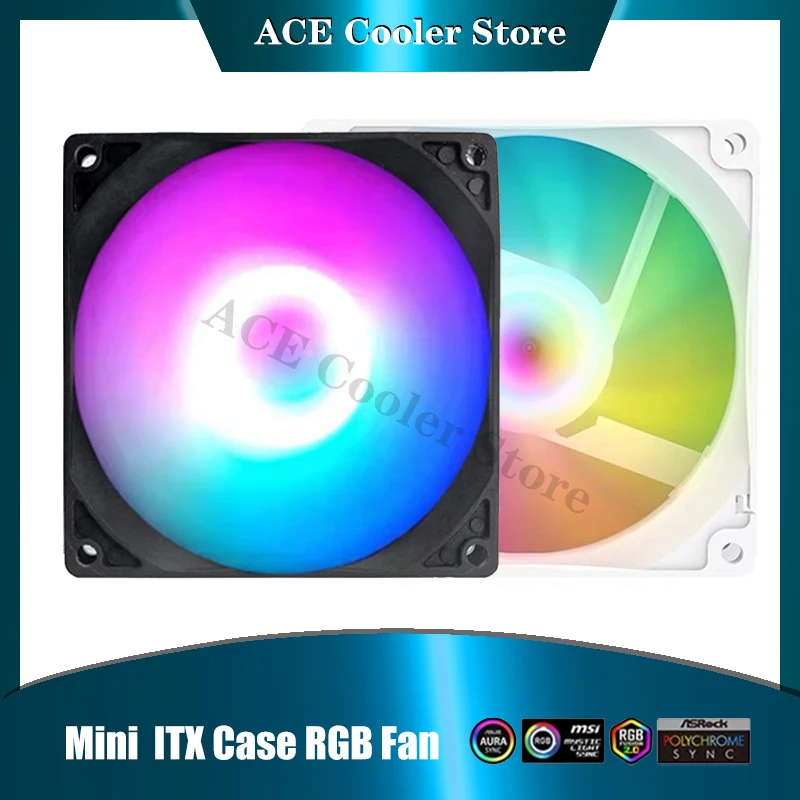 Mini itx caso argb ventilador 8cm 9cm jogo de refrigeração água/ar, ventilador do radiador cpu 8025 9225 cooler mb 5v sincronização + 4pin pwm