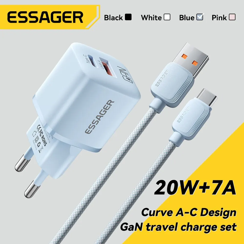 Carregador USB tipo C Essager GaN, carregadores rápidos do telefone para o iPhone 14, 13, 12, 11 Pro Max, Mini, iPad, PD, carga rápida, QC 3.0, 20W Carregador USB tipo C Essager GaN, carregadores rápidos do telefone para o iPhone 14, 13, 12, 11 Pro Max, Mini, iPad, PD, carga rápida, QC 3.0, 20W