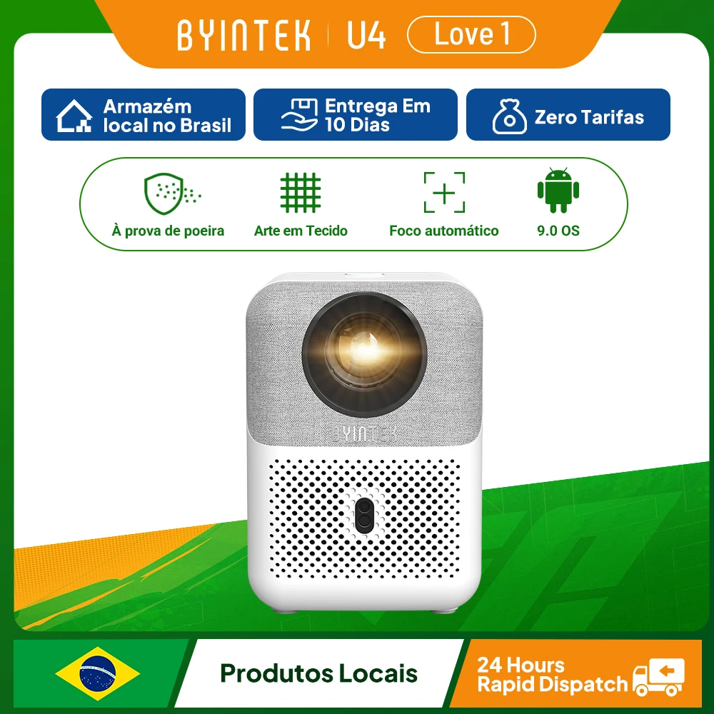 Projetor BYINTEK LOVE 1 U4, Projetor Mini Smart para Home Theater, Vídeo 4K 1080P, Android WIFI para Cinema em Smartphone