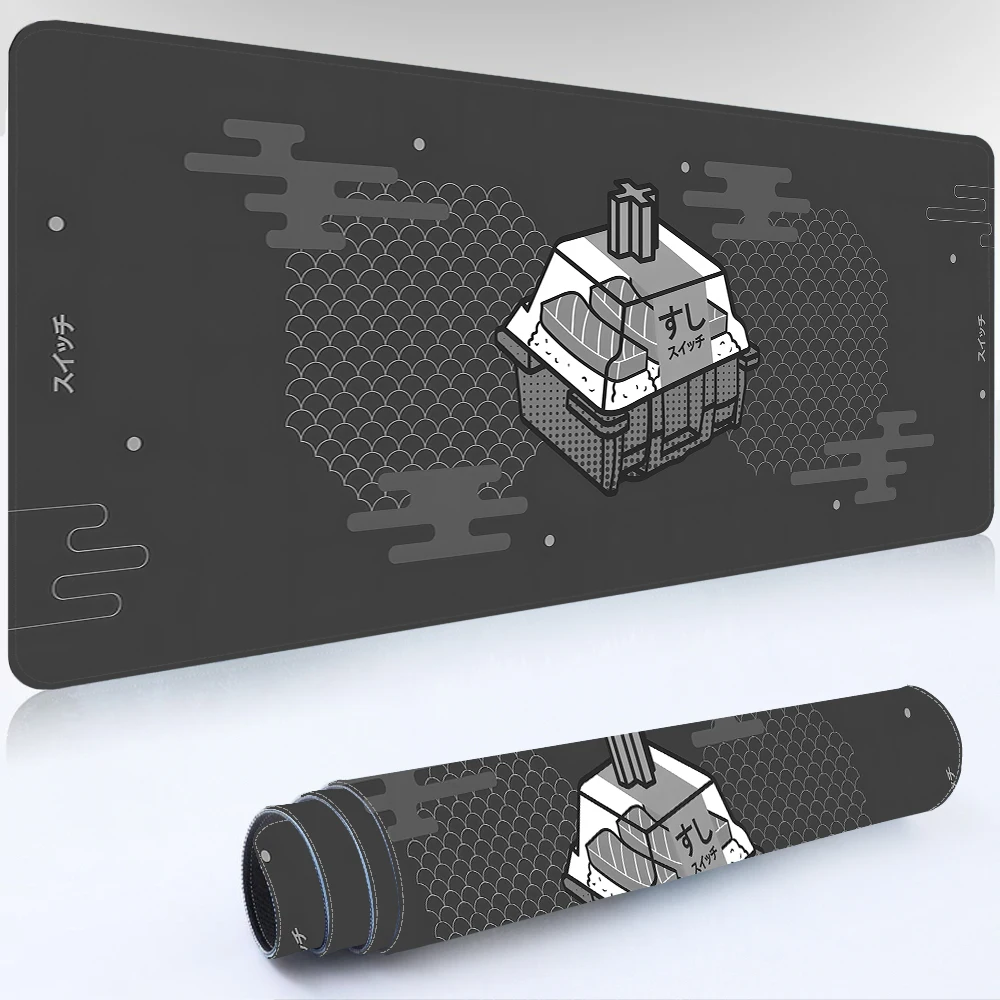 Mouse Pad Gamer Kawaii Cinza para Teclado Mecânico, Tapete de Mesa para Computador, Mousepad para Laptop, Tapete de Escritório para Gamers