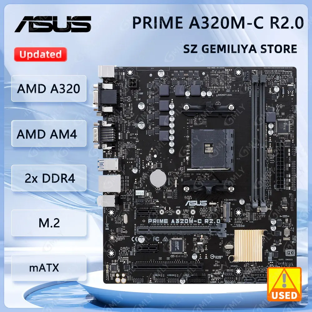Placa-mãe ASUS PRIME A320M-C R2.0 AM4 A320M DDR4 32GB M.2 Suporta CPU Ryzen 5 5600 Ryzen 5700 Ryzen 2600 Ryzen 7 3700 Micro AT
