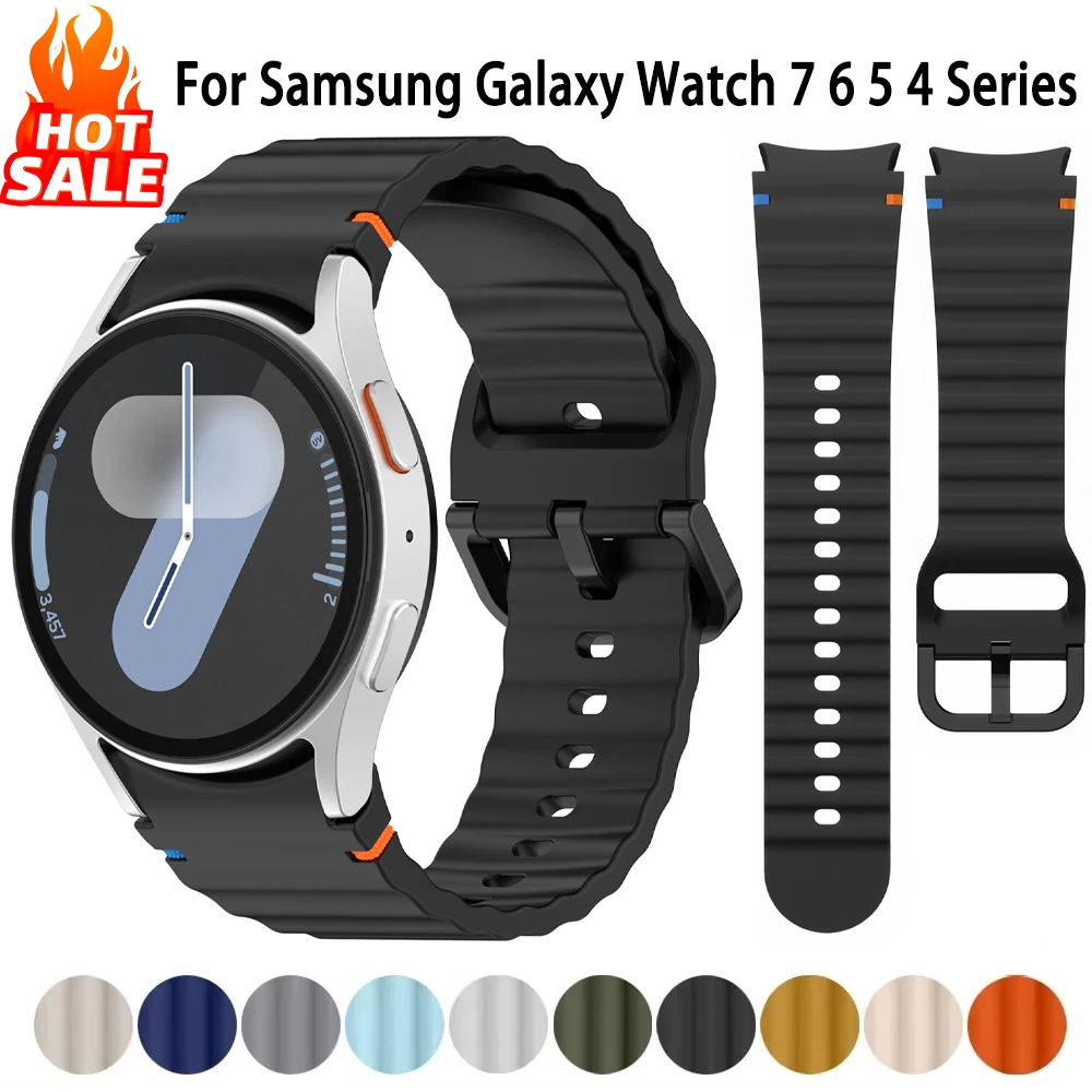 Pulseira original para samsung galaxy watch 7 6 5 4 fe 44mm 40mm/pro 45mm/pulseira esportiva de silicone correa watch6 clássico 43 47mm