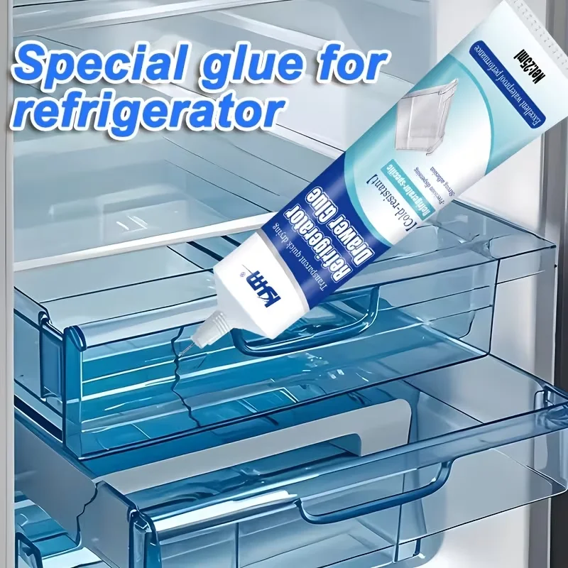 Cola para reparo de geladeira, 25ml, adesivo à prova d'água, resistente ao frio, para vedação de porta de geladeira, secagem rápida para plástico e vidro