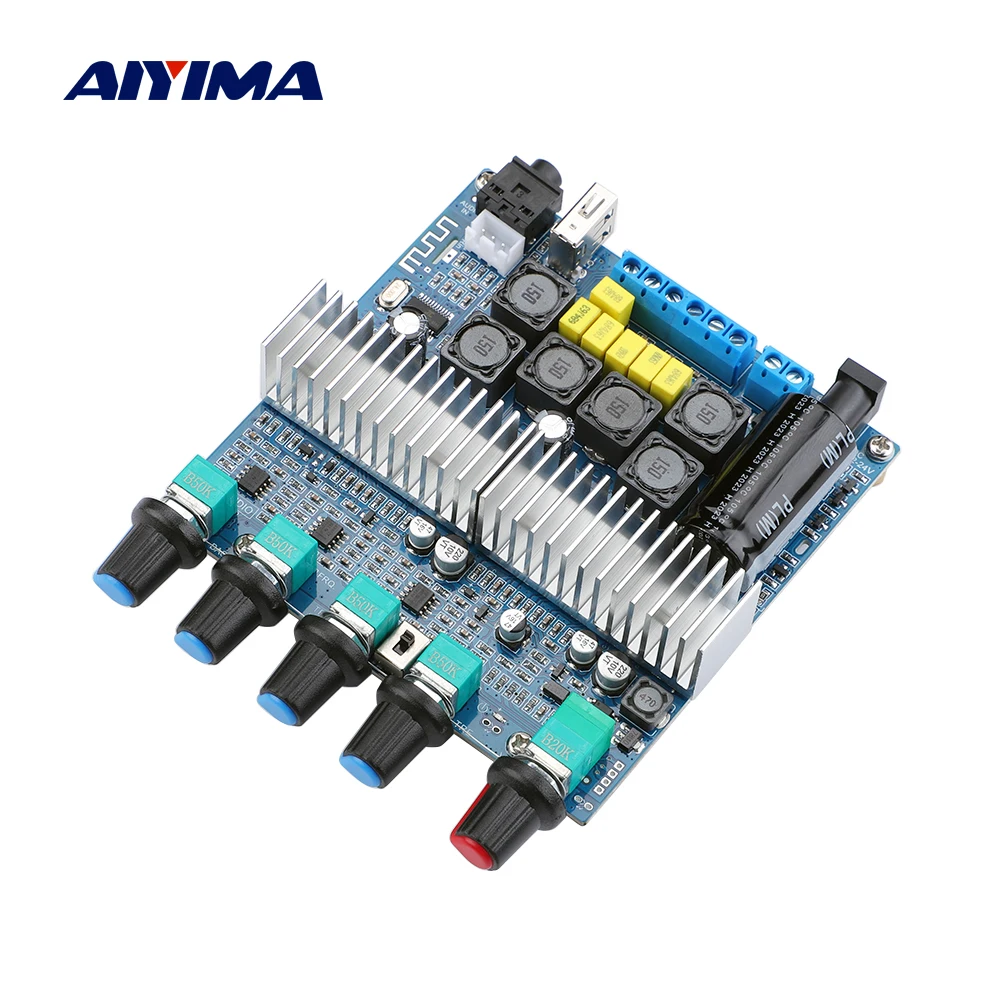 Aiyima áudio atualizado tpa3116 subwoofer placa amplificador 2.1 canais de alta fidelidade usb dac bluetooth 5.0 amplificadores potência 2x50w + 100w