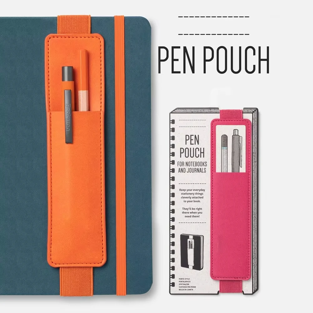 Estojo de Caneta em Couro PU com Fivela Elástica para Caderno, Estojo de Caneta Fashion para Escola, Fácil de Transportar para Escritório e Estudantes