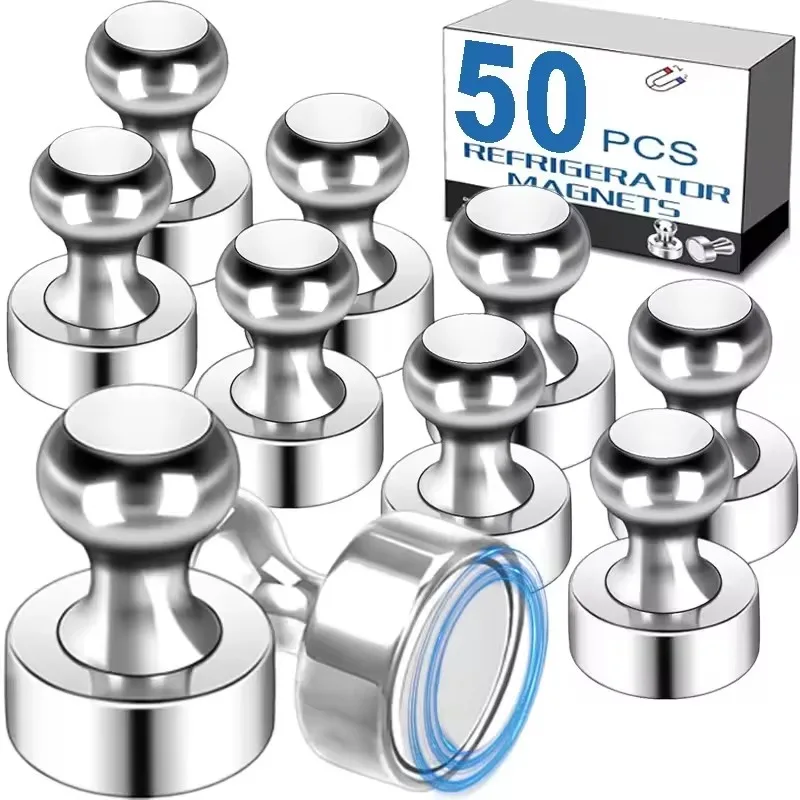 50/1 pçs metal forte alfinetes magnéticos ímãs pino quadro branco geladeira polegar folha magnética de energia alfinetes para escritório escola