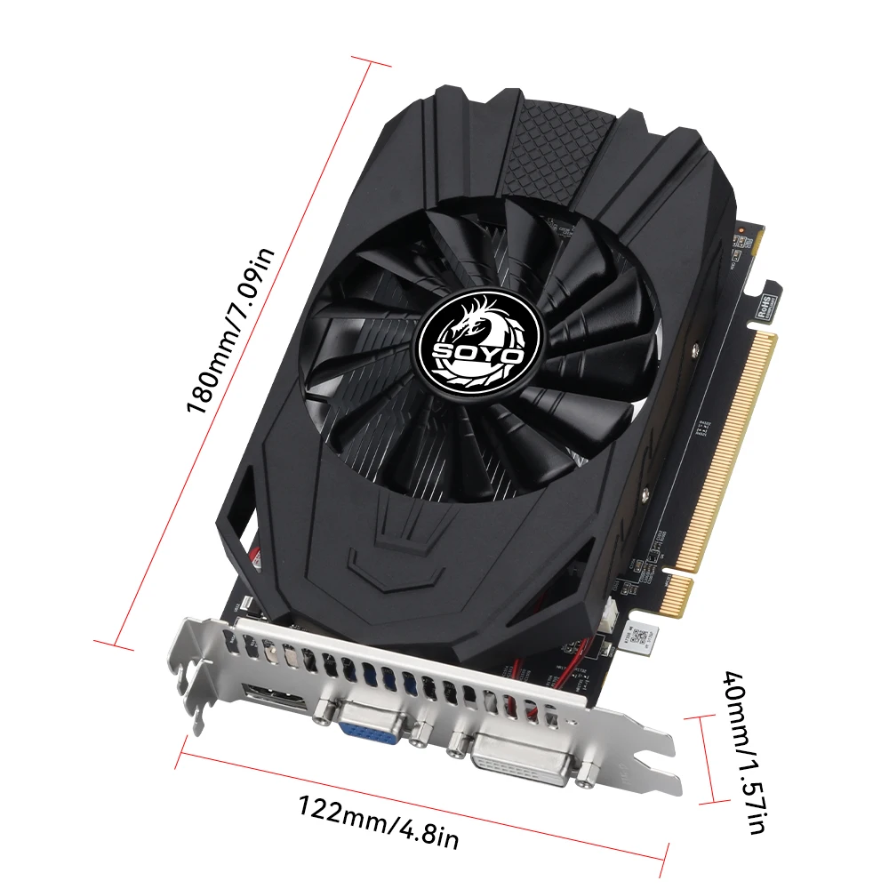 Placa de Vídeo SOYO AMD Radeon R7 350 4GB GDDR5, Componente para PC de Jogo, Computador de Mesa, 128bit 28NM PCIe3.0x16 VGA HDMI DVI