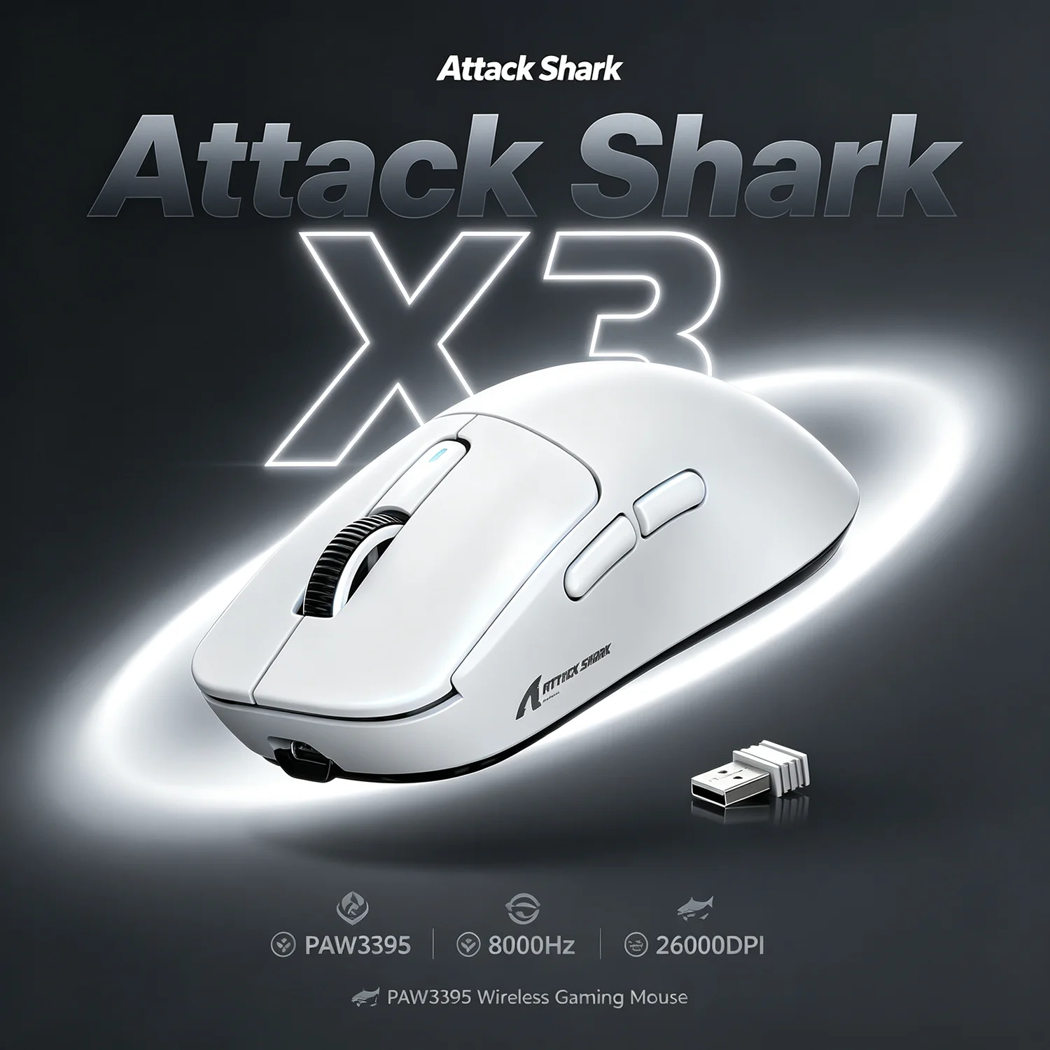 Rato de jogos sem fios ATTACK SHARK X3 X3PRO, com sensor PAW3395, 26.000 DPI, três modos de conexão (Bluetooth, com fio), ultraleve, ideal para jogadores profissionais. Rato de jogos sem fios ATTACK SHARK X3 X3PRO, com sensor PAW3395, 26.000 DPI, três modos de conexão (Bluetooth, com fio), ultraleve, ideal para jogadores profissionais.